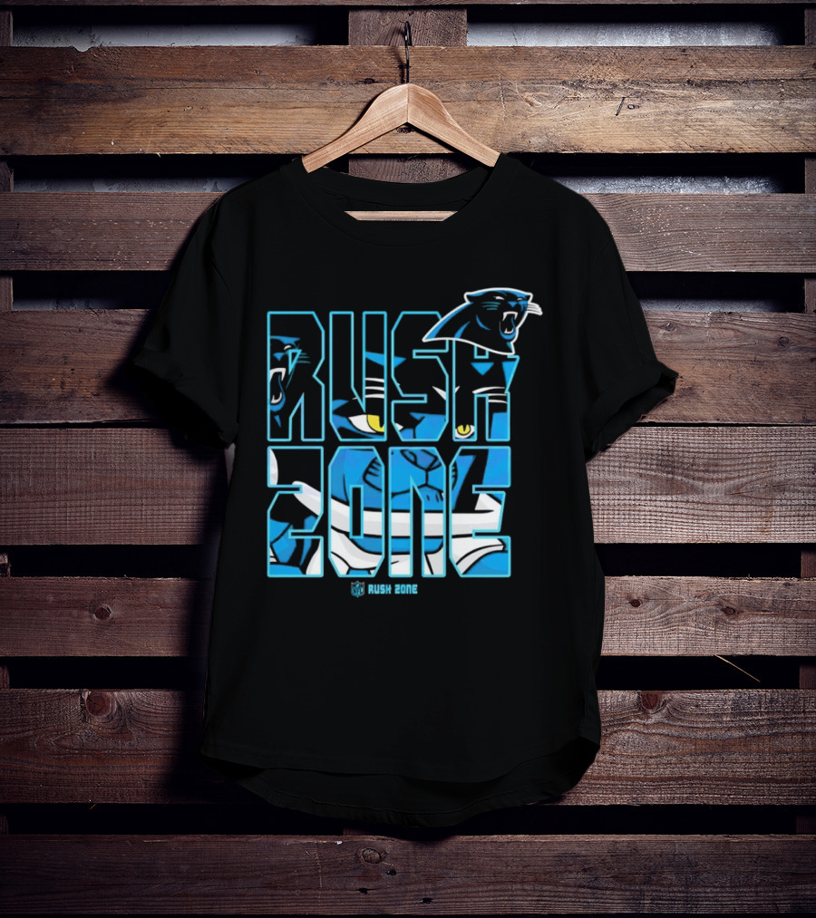 Carolina Panthers NFL Rush Zone Cartoon Football Logo T-Shirt