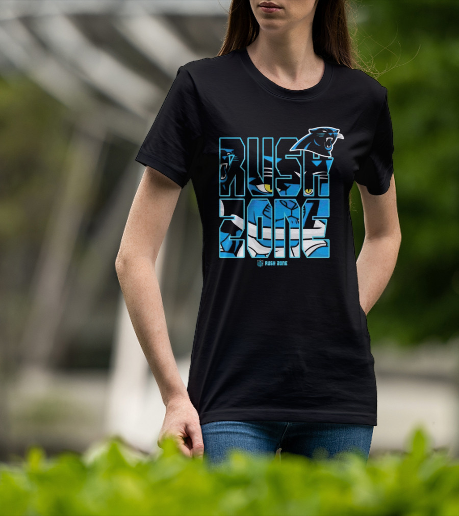 Carolina Panthers NFL Rush Zone Cartoon Football Logo T-Shirt