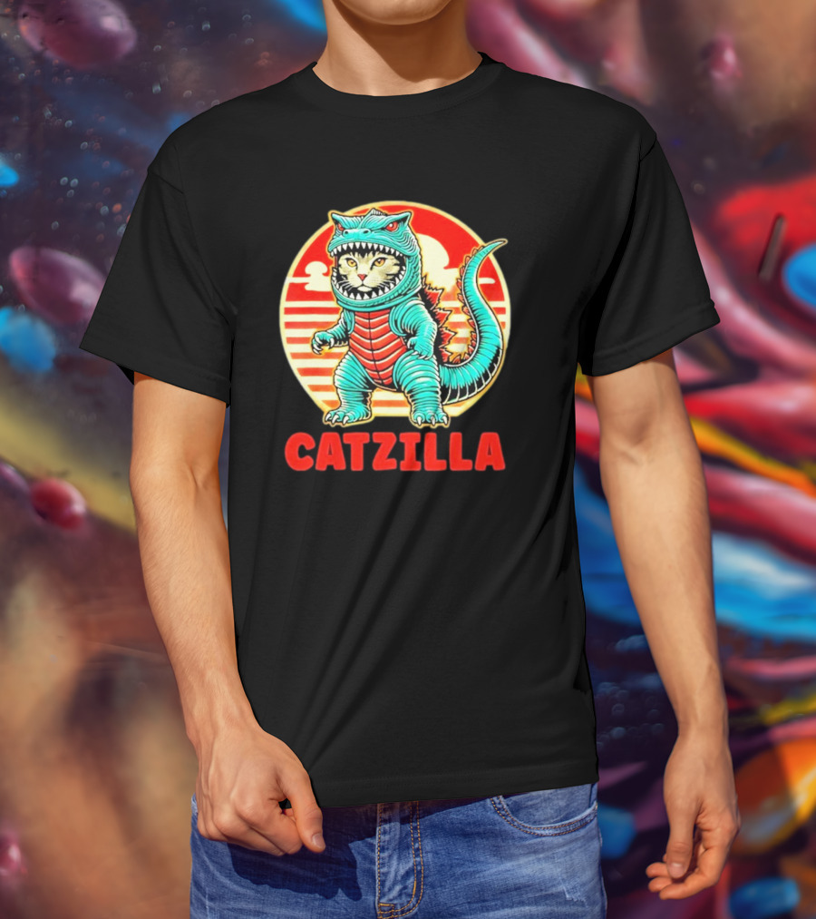 Cat Catzilla Cat Mom Cat Dad T-Shirt