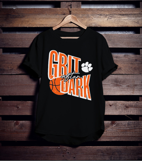 Clemson Tigers Grit After Dark Basketball With Paw Icon T-Shirt