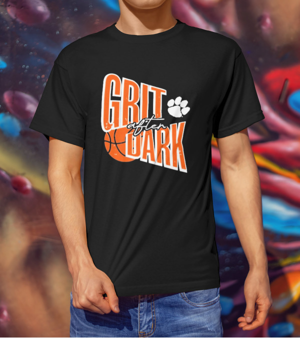 Clemson Tigers Grit After Dark Basketball With Paw Icon T-Shirt