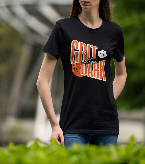 Clemson Tigers Grit After Dark Basketball With Paw Icon T-Shirt