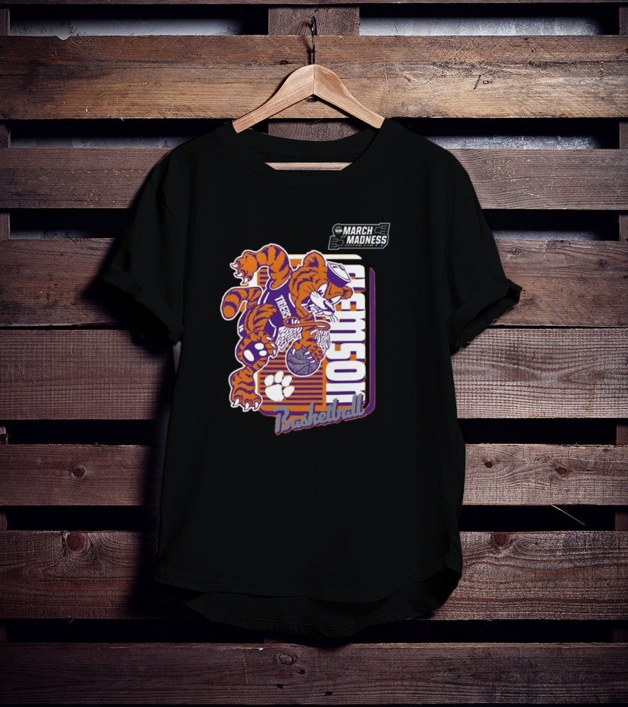 Clemson Basketball March Madness Dunking Tiger Mascot T-Shirt
