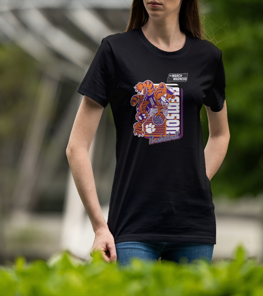 Clemson Basketball March Madness Dunking Tiger Mascot T-Shirt