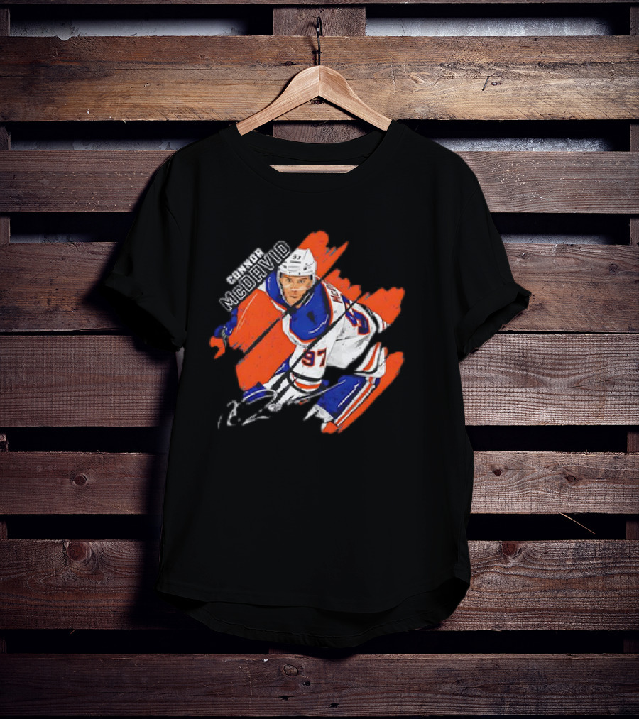 Connor McDavid Edmonton Oilers NHL Hockey Stripes Signature Vintage T-Shirt