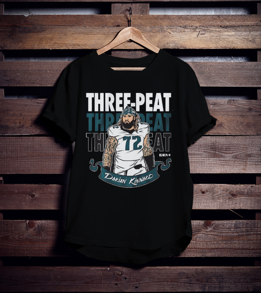 Darian Kinnard Three-Peat Philadelphia Eagles NFL Football T-Shirt