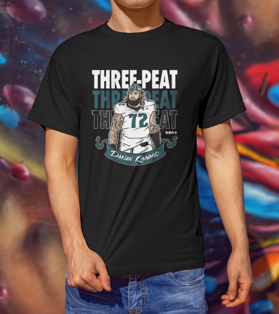 Darian Kinnard Three-Peat Philadelphia Eagles NFL Football T-Shirt