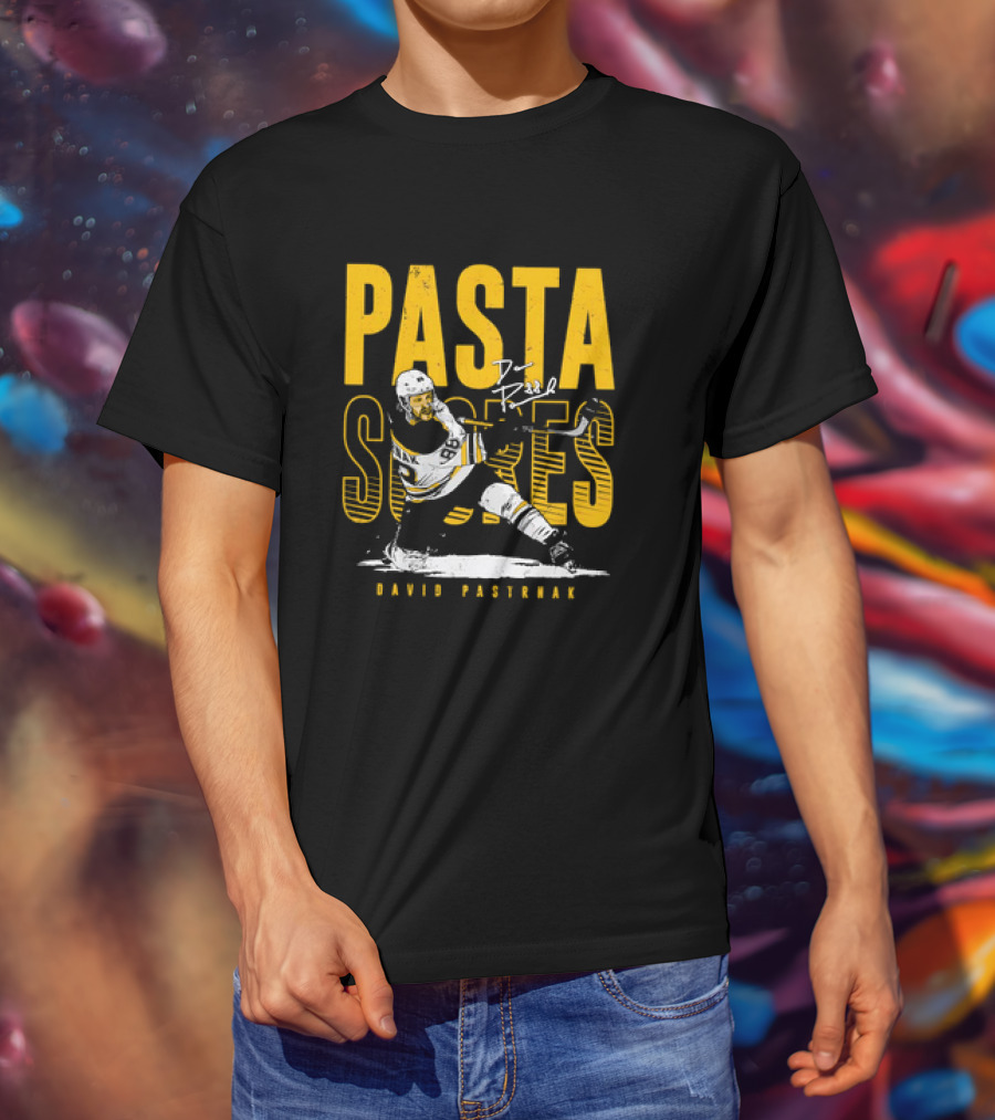 David Pastrnak Boston Bruins NHL Hockey Pasta Scores Signature Vintage T-Shirt