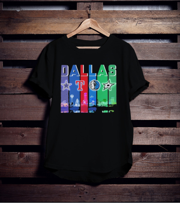 Dallas Retro Skyline Sports Teams Logo T-Shirt