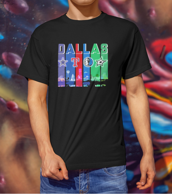 Dallas Retro Skyline Sports Teams Logo T-Shirt