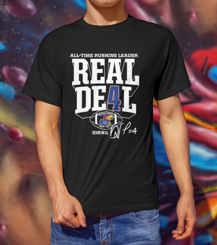 Devin Neal Jayhawks All-Time Rushing Leader Real Deal T-Shirt