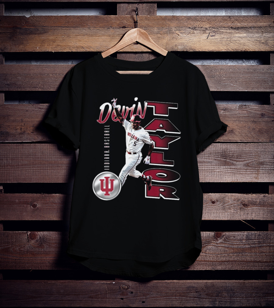Devin Taylor Illustrated Indiana Hoosiers Baseball NCAA 2025 Graphic T-Shirt