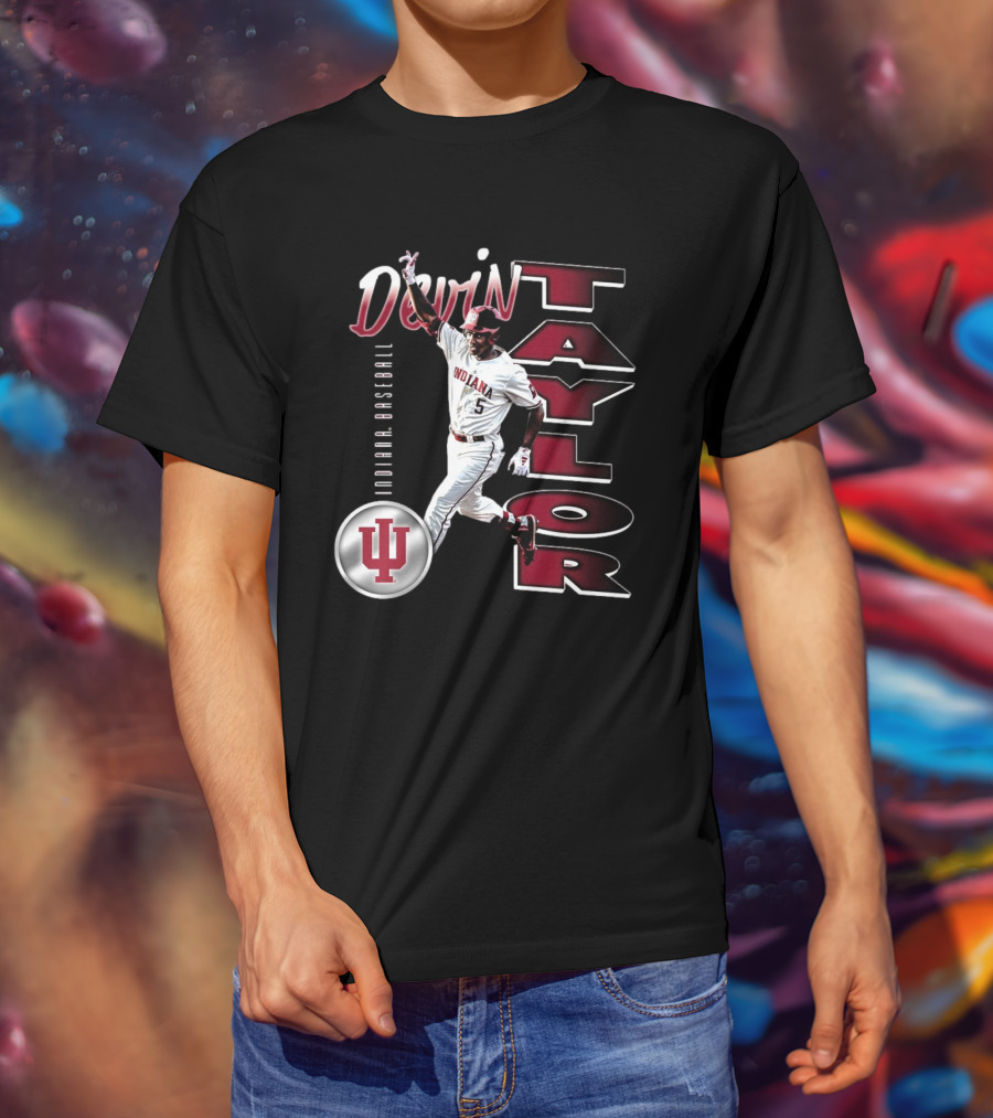 Devin Taylor Illustrated Indiana Hoosiers Baseball NCAA 2025 Graphic T-Shirt