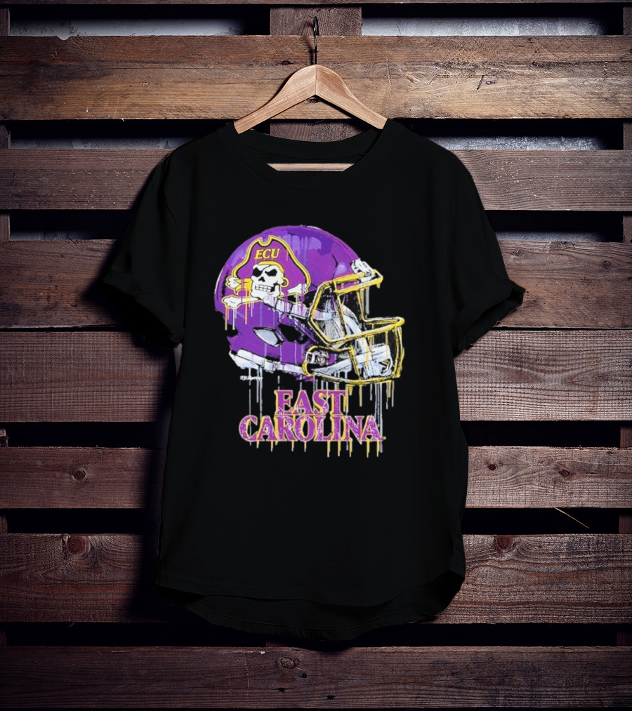 ECU Pirates Dripping Football Helmet T-Shirt