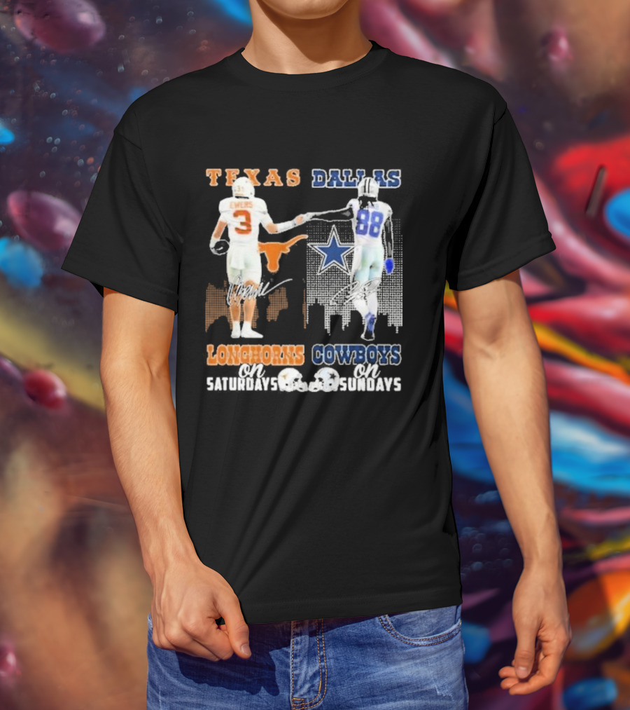 Ewers And Lamb Longhorns On Saturdays Cowboys On Sundays T-Shirt