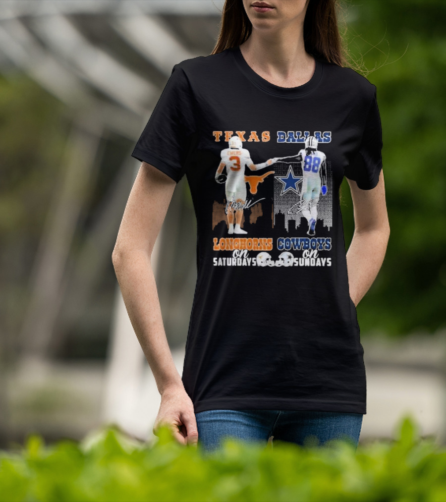 Ewers And Lamb Longhorns On Saturdays Cowboys On Sundays T-Shirt