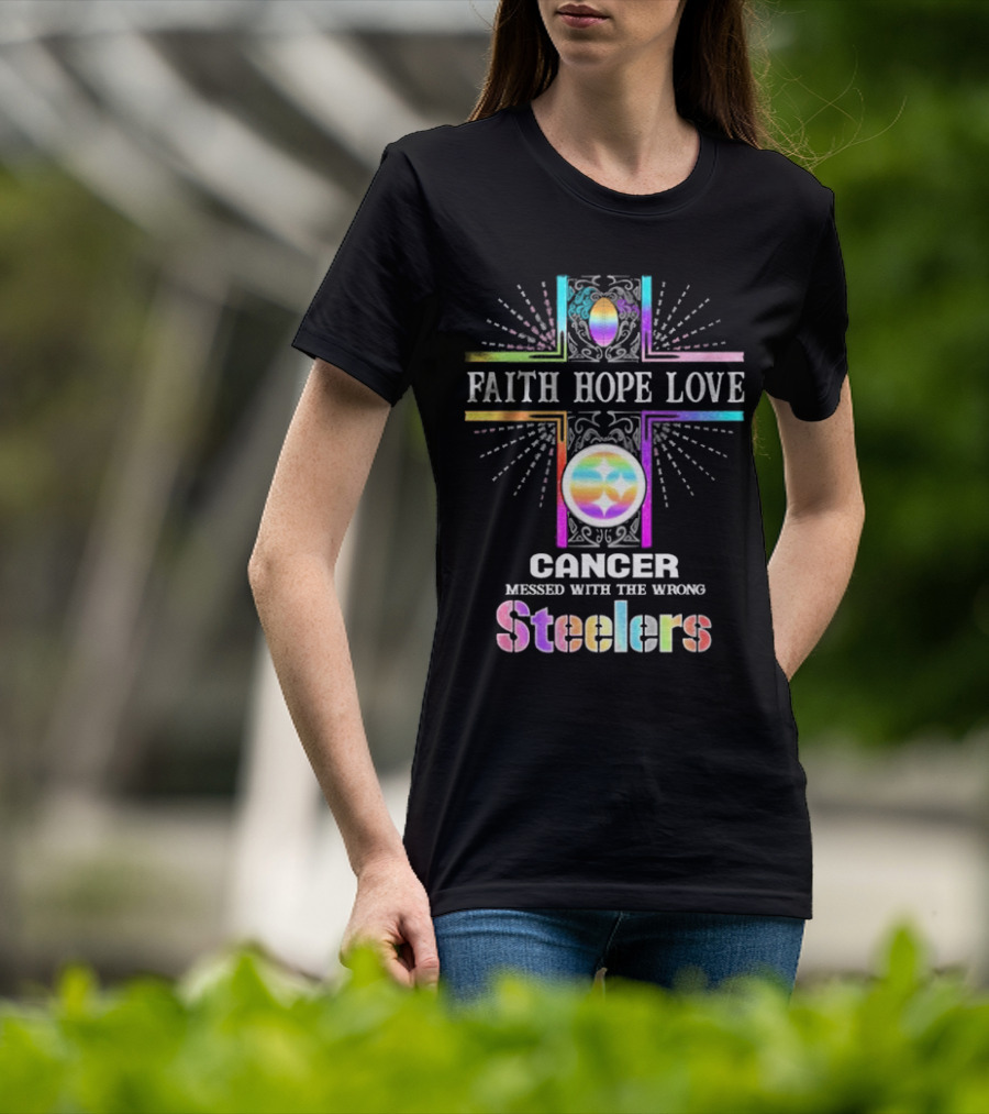 Faith Hope Love Cancer Messed With The Wrong Tampa Bay Buccaneers Pride T-Shirt