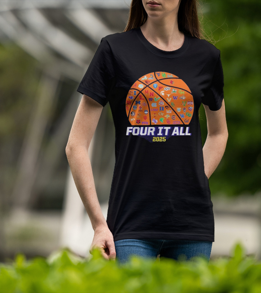 Four It All March Madness 2025 Women’s Basketball Logos T-Shirt
