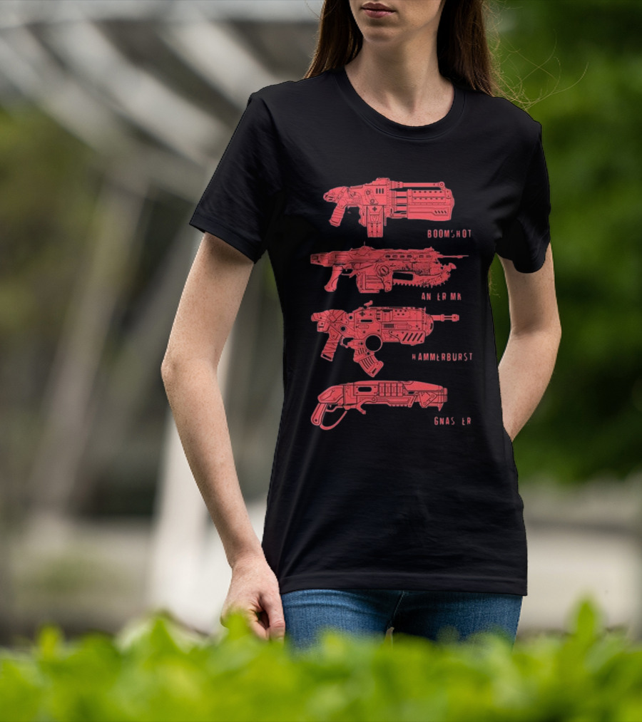 Gears Of War Boomshot Lancer Mk II Hammerburst Gnasher Weapon Stack T-Shirt
