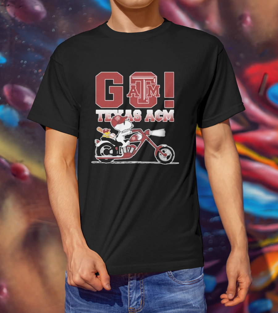 Go Texas A&m Snoopy Motoby T-Shirt