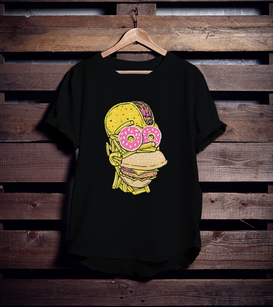 Homer Simpson And Junk Food Snack Head T-Shirt
