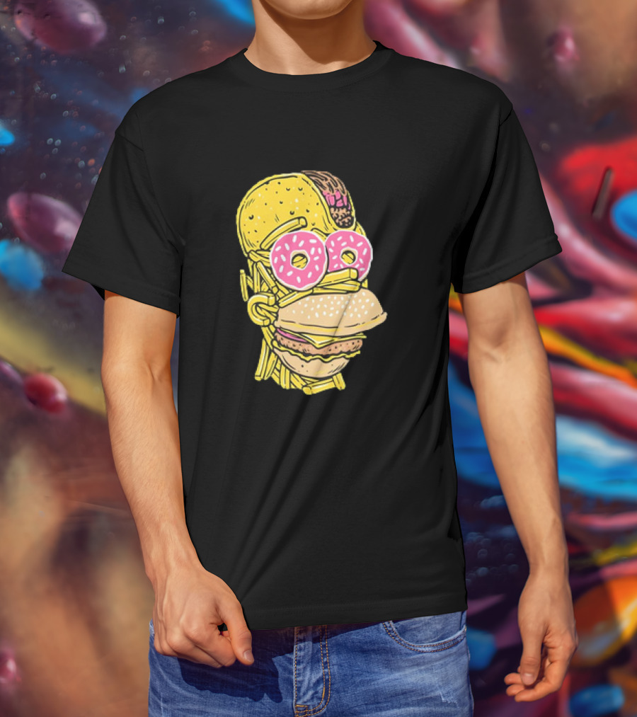 Homer Simpson And Junk Food Snack Head T-Shirt
