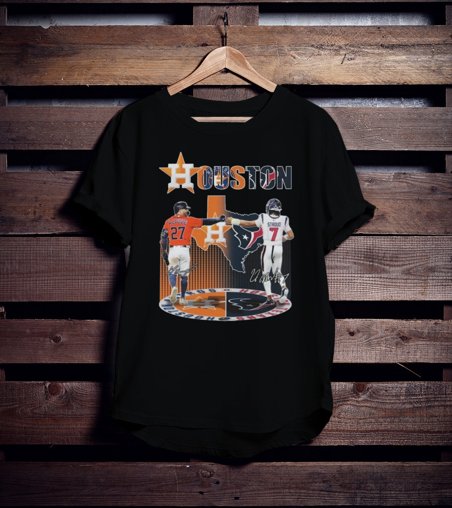 Houston Astros X Houston Texans Logo Signature 2025 T-Shirt