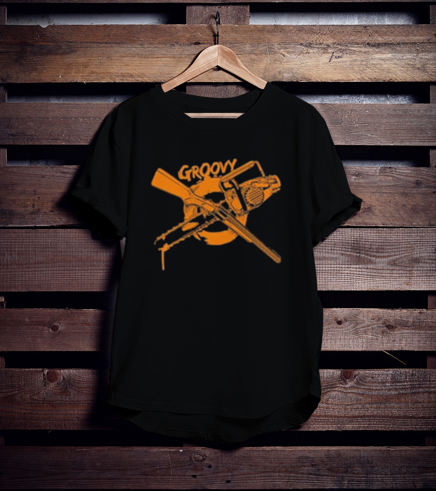 Groovy Chainsaw And Boomstick Shotgun T-Shirt
