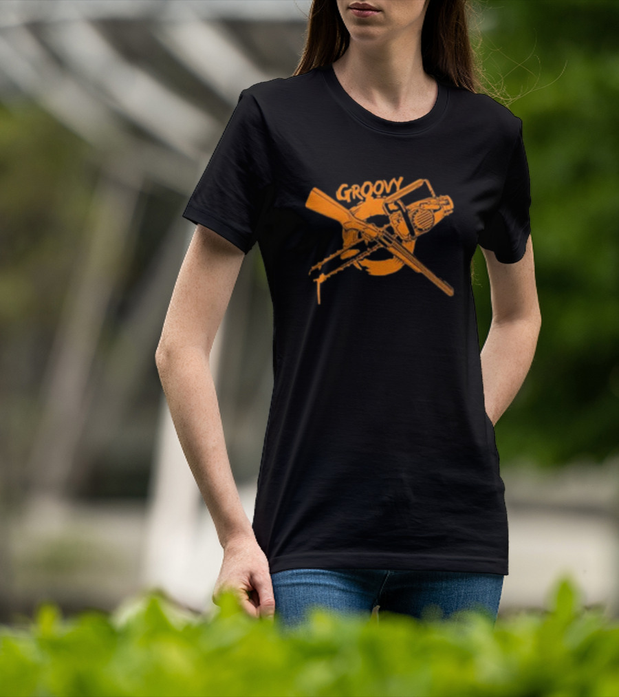 Groovy Chainsaw And Boomstick Shotgun T-Shirt