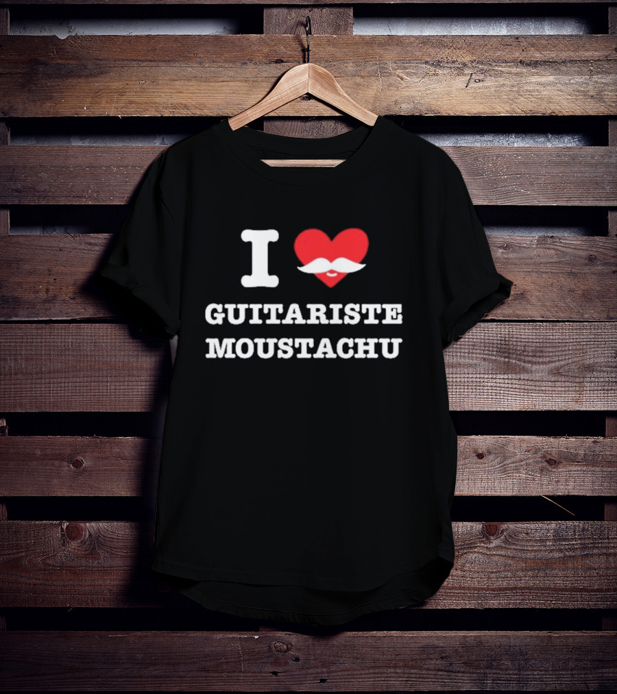I Heart Guitariste Moustachu T-Shirt