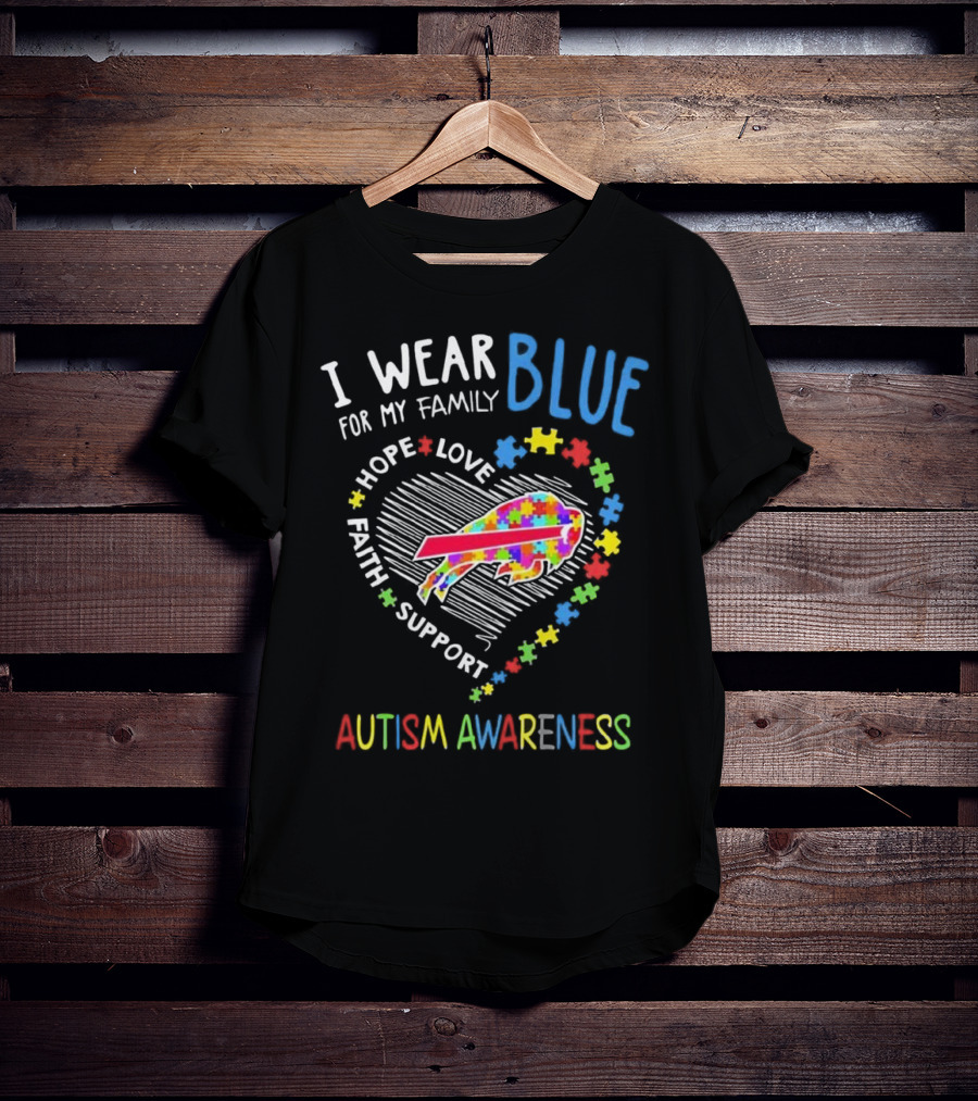 I Wear Blue For My Family Autism Awareness T-Shirt