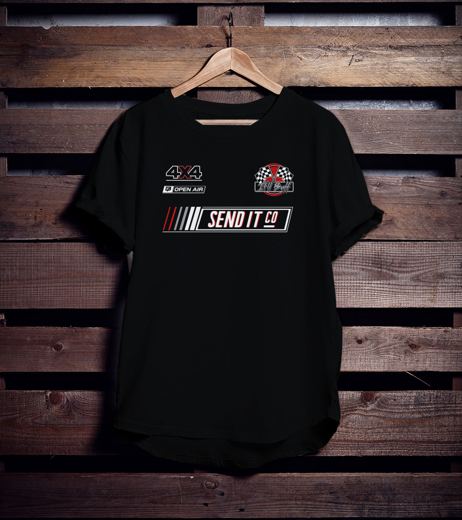 4X4 Open Air It'll Buff Send It Co Racing Checkered Flags T-Shirt