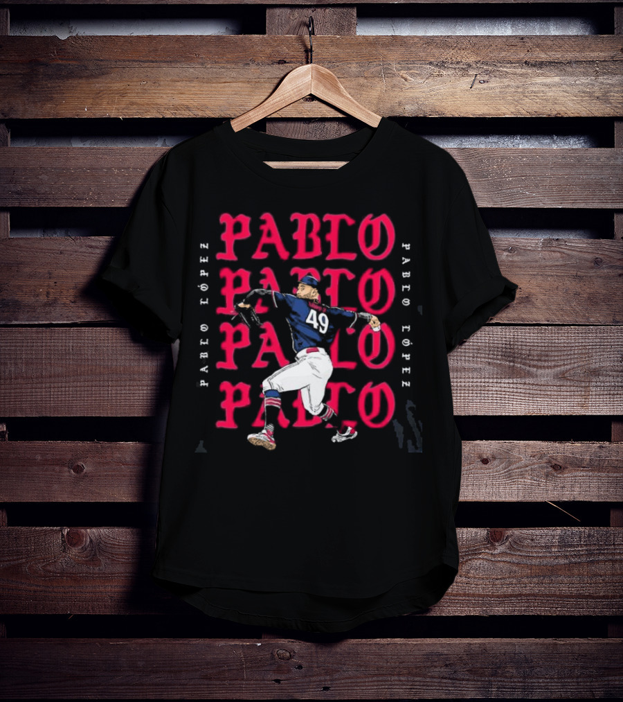 49 Pablo López Minnesota Twins Pitching Action Typography T-Shirt