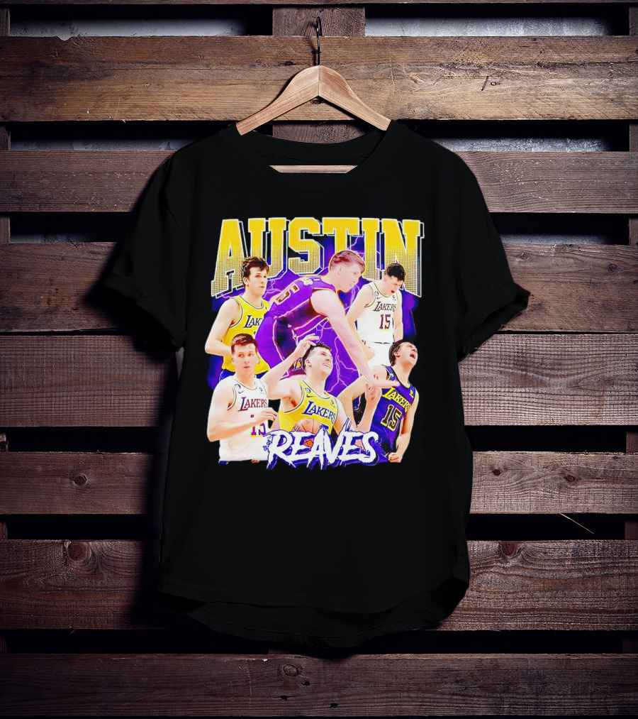 Austin Reaves Lakers Basketball Dynamic Action Collage T-Shirt