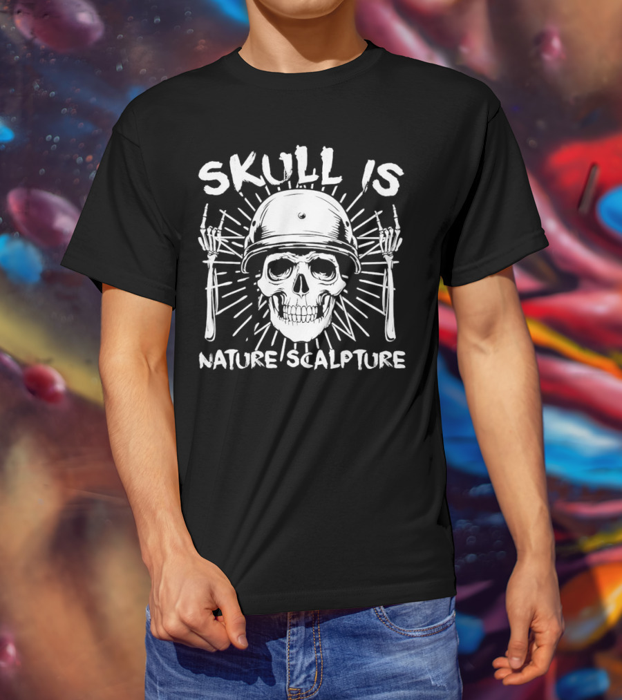 Skull Is Nature Sculpture Helmet And Bones T-Shirt