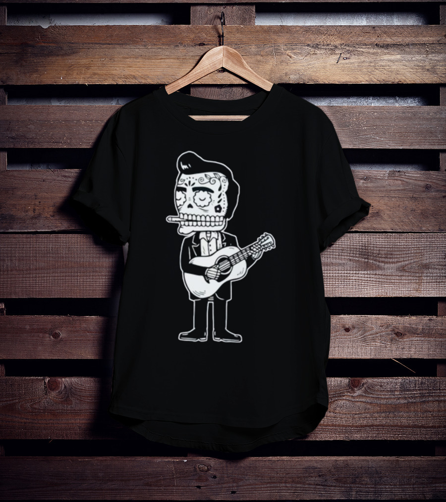 Stephen King Johnny Cash Calavera Gocco Skull Guitarist Figure T-Shirt