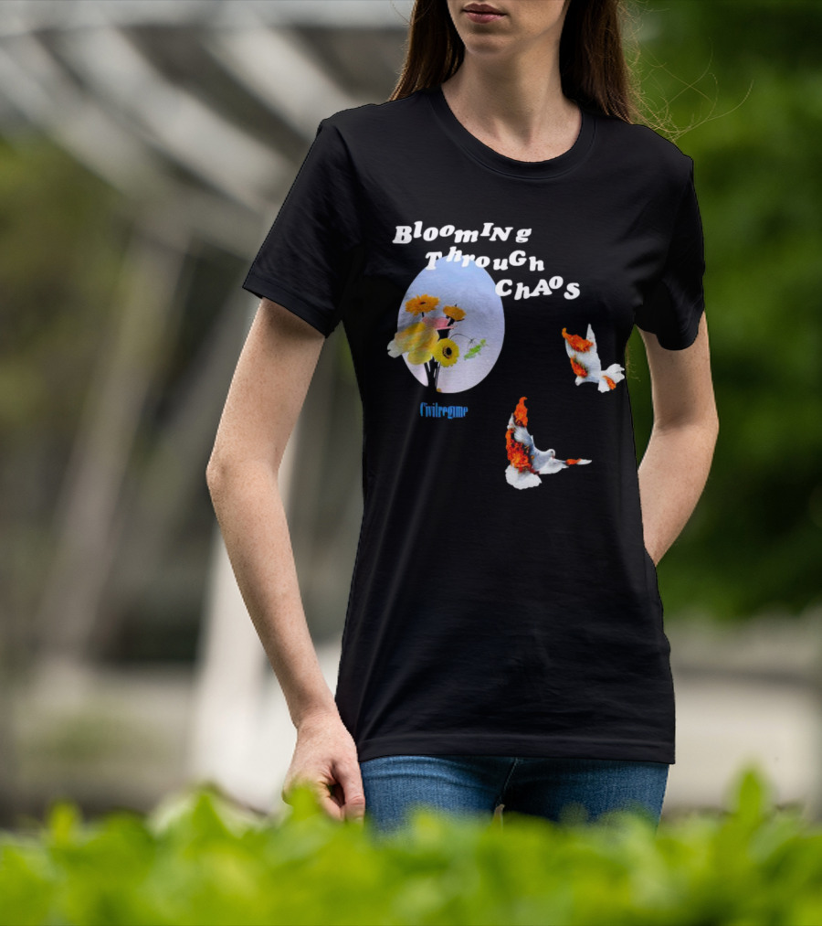 Blooming Through Chaos Civilregime Floral And Bird Motif T-Shirt