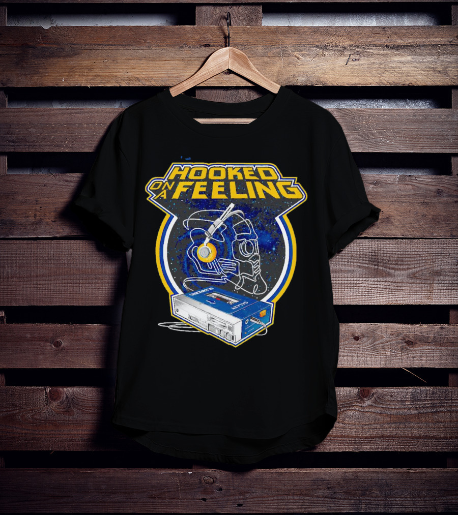 Hooked On A Feeling Cassette Tape And Headphones Space T-Shirt