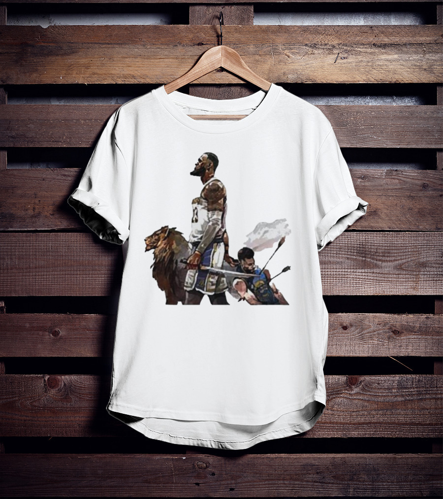 Lebron James Riding Lion Defeats Stephen Curry In Warrior Duel T-Shirt
