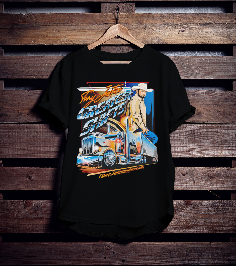 Tony Justice Music Greatest Shifts Trucking Art Cowboy T-Shirt