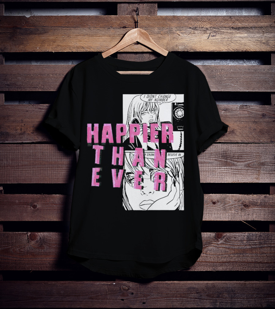 Happier Than Ever Didn't Change My Number Billie Eilish Comic T-Shirt