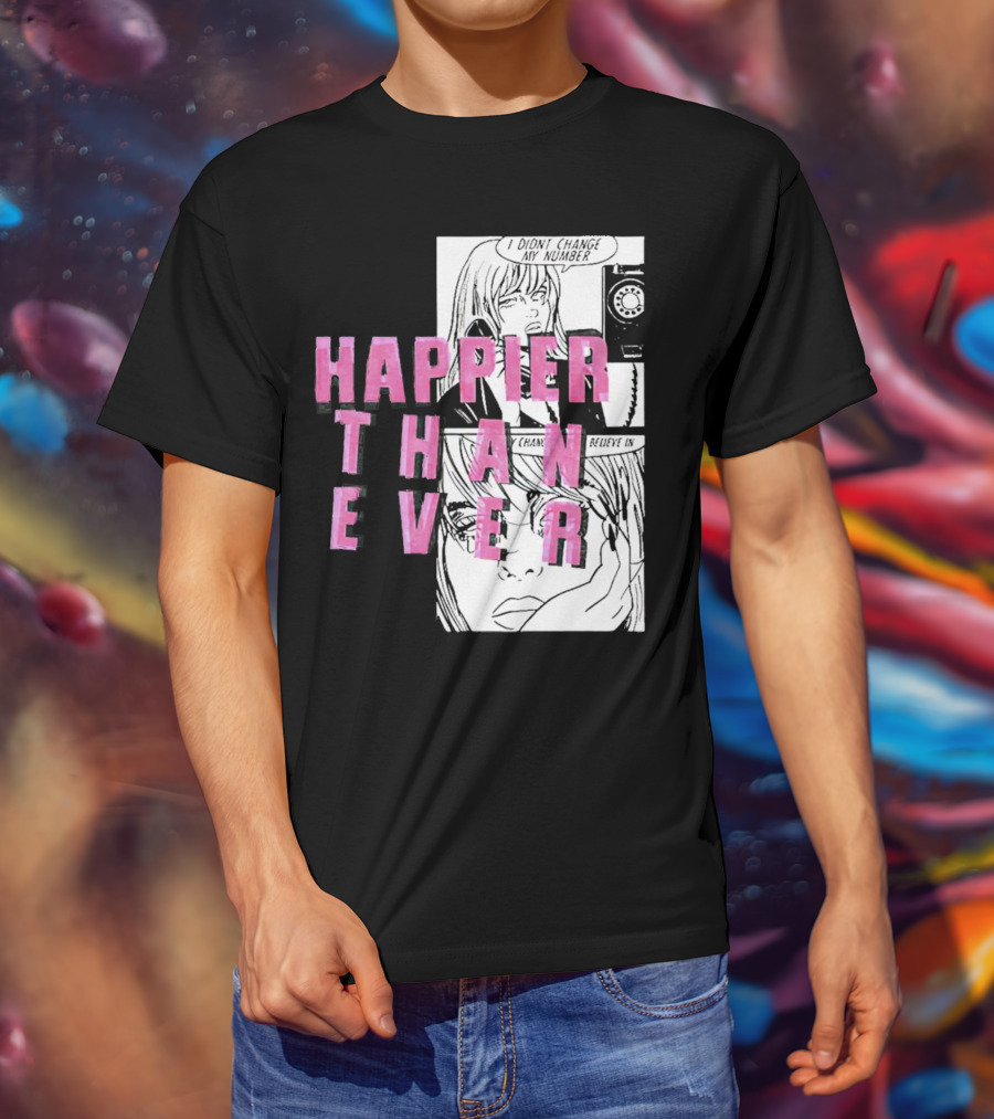 Happier Than Ever Didn't Change My Number Billie Eilish Comic T-Shirt