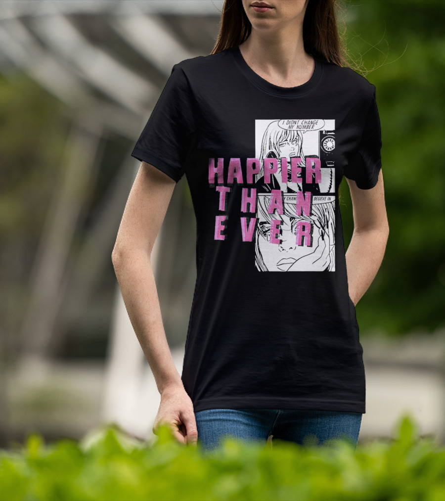 Happier Than Ever Didn't Change My Number Billie Eilish Comic T-Shirt