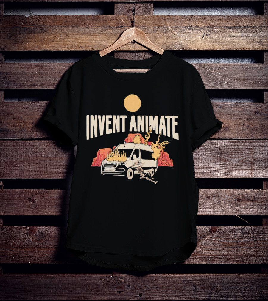 Invent Animate Van Fire Skeleton Desert Sun T-Shirt