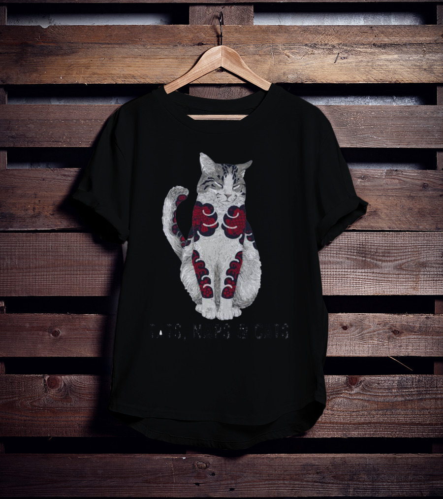 Tats Naps And Cats Inked Feline Charm T-Shirt