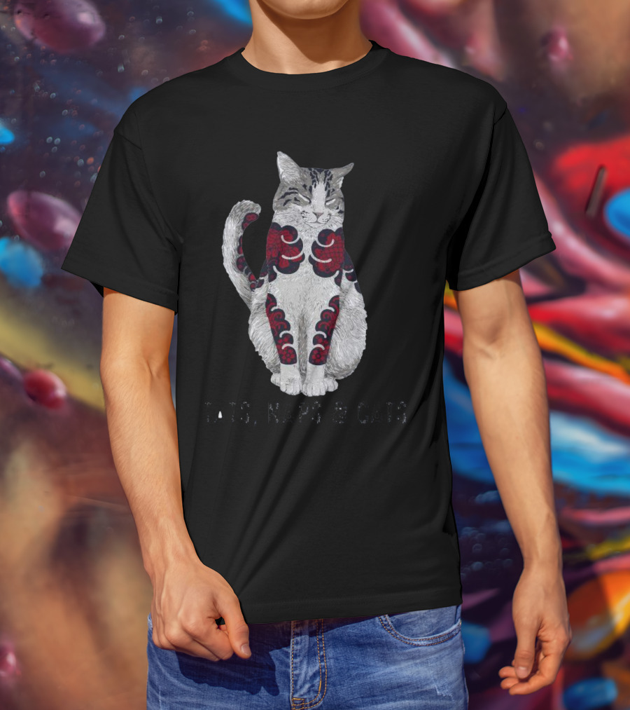 Tats Naps And Cats Inked Feline Charm T-Shirt