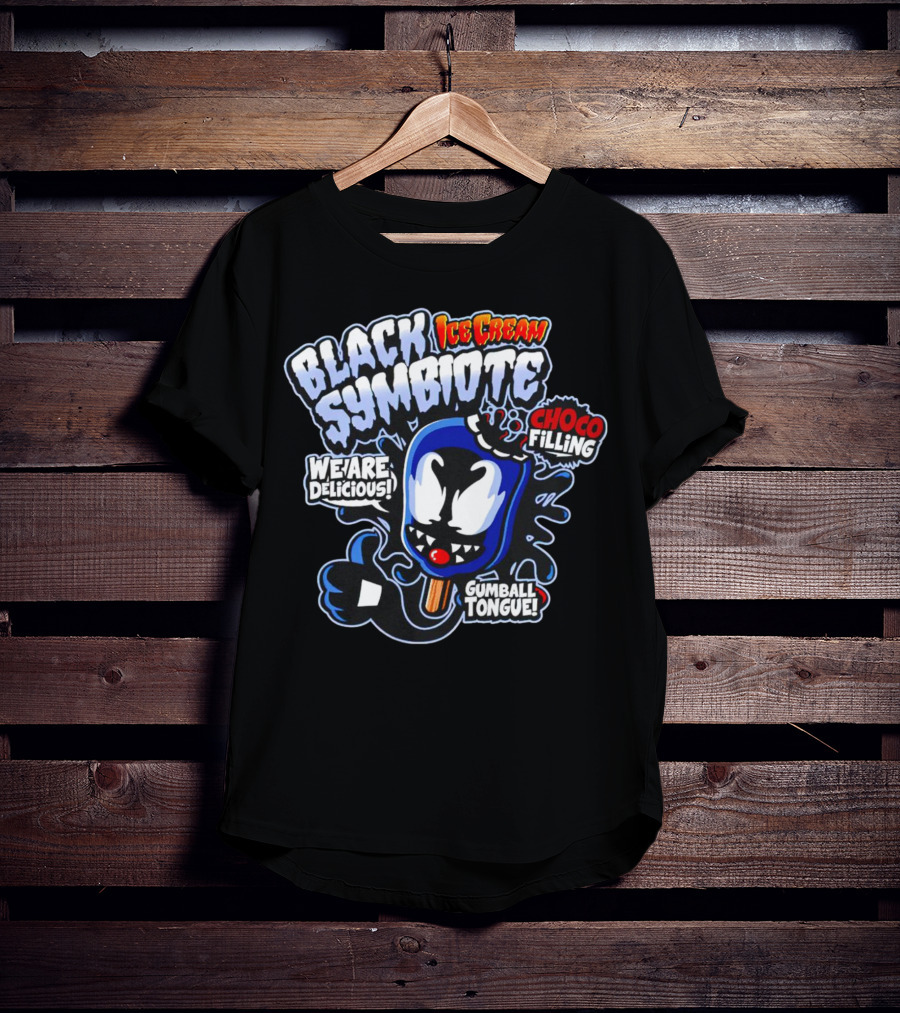 Black Symbiote Ice Cream Choco Filling Gumball Tongue We Are Delicious T-Shirt