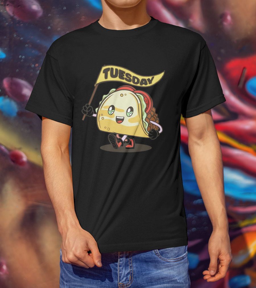 Happy Taco Holding Tuesday Flag T-Shirt