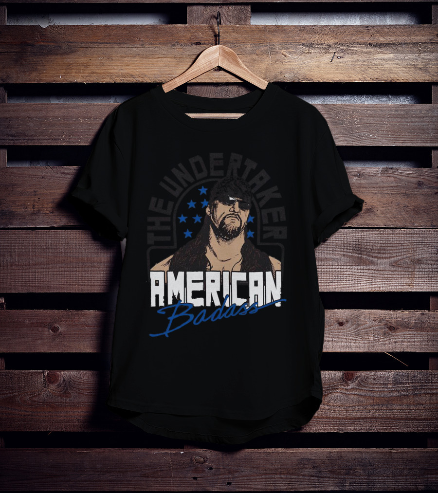 The Undertaker American Badass Stars Sunglasses Long Hair T-Shirt