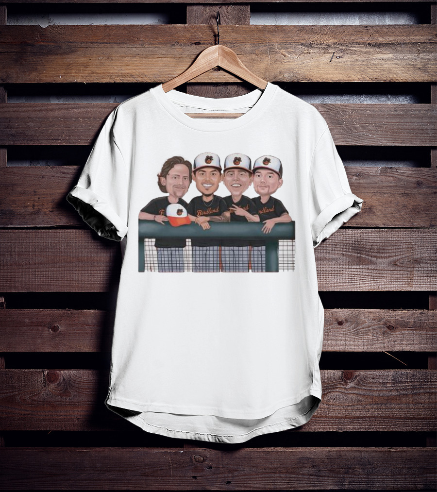 Dugout Boys Birdland Baltimore Orioles Players Cartoon Caricature T-Shirt